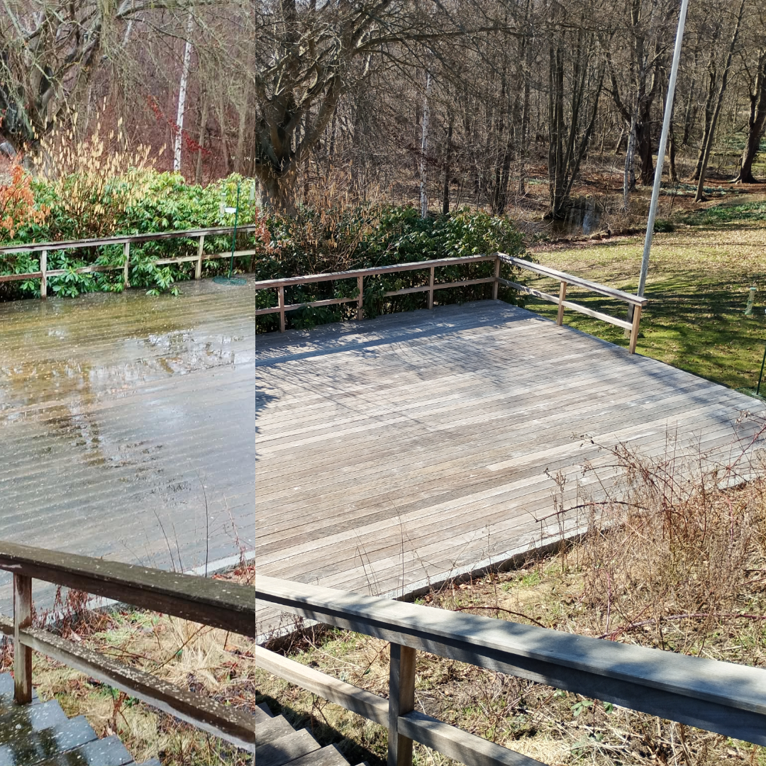 Træterrasse før og efter